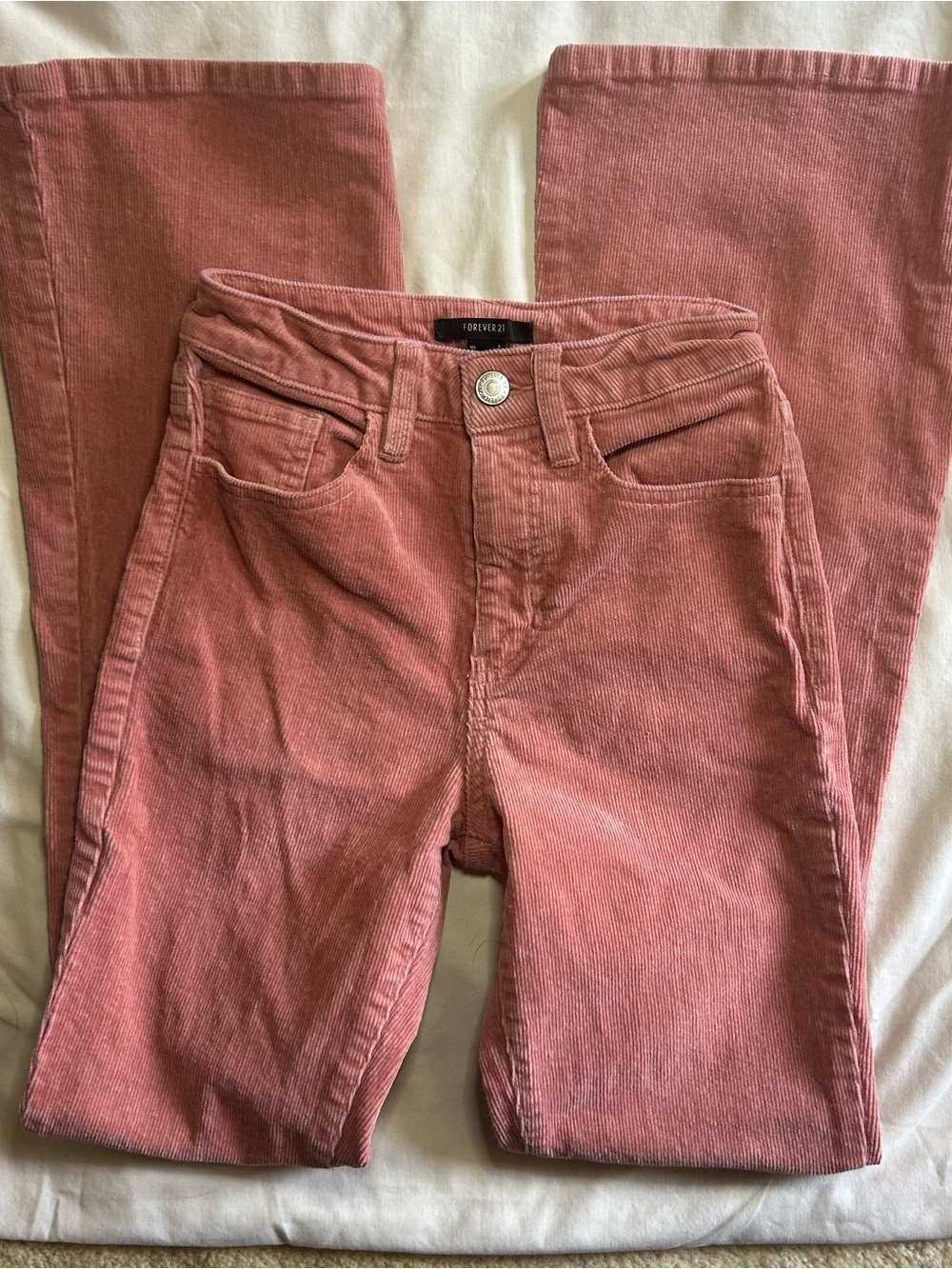 Forever 21 pink corduroy flare pants in a S